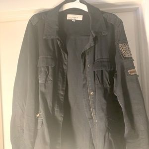 TORRID BLACK PATCHWORK ZIP UP CARGO JACKET